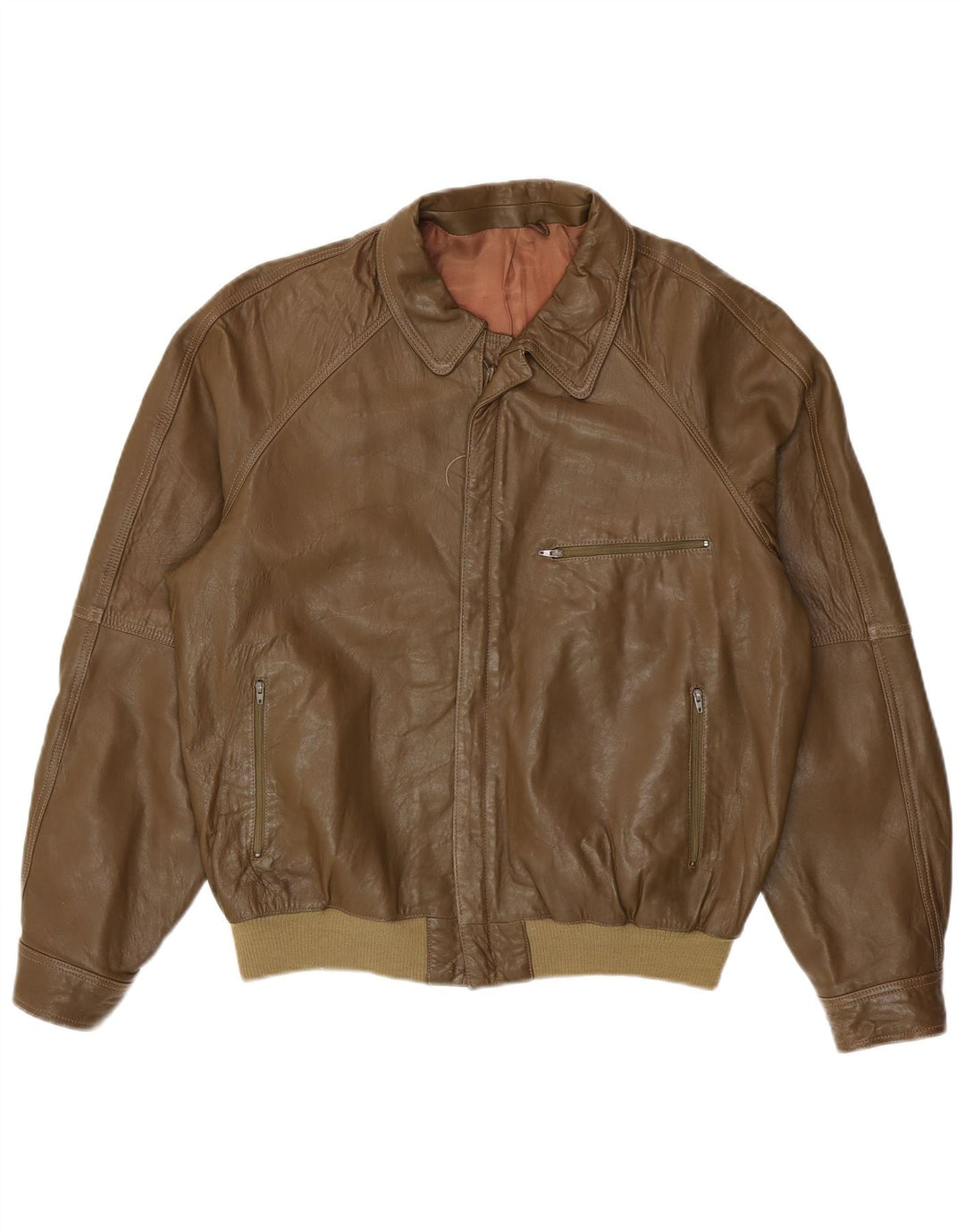 Giacca in pelle da uomo vintage IT 48 in pelle verde medio
