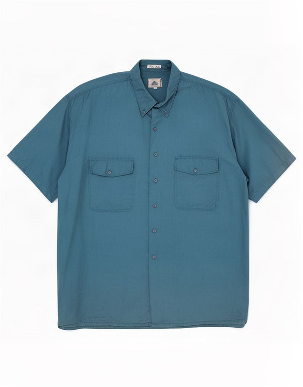 Camicia Brugi da uomo a maniche corte XL in seta blu