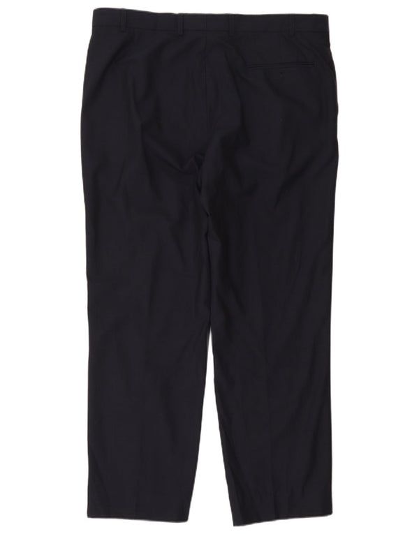 Pantaloni da abito dritti autografi da uomo Marks & Spencer W38 L35 blu navy