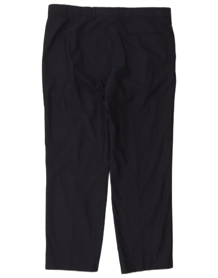 Pantaloni da abito dritti autografi da uomo Marks & Spencer W38 L35 blu navy