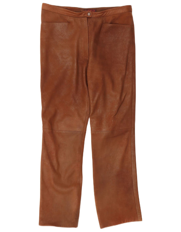 Pantaloni dritti in pelle da donna Maddox IT 46 Large W36 L31 Pelle marrone