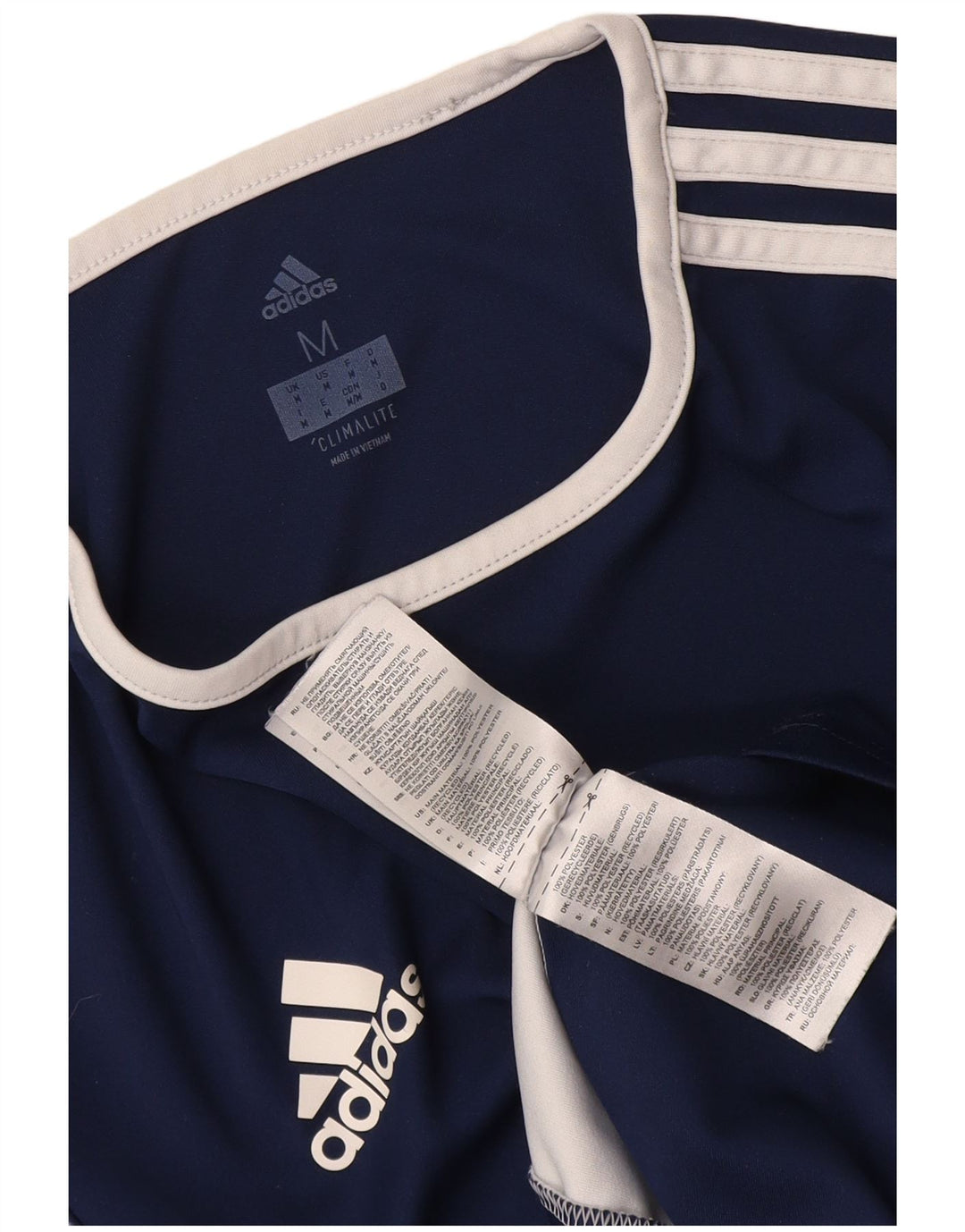 T-shirt Adidas Climalite da uomo Top medio in poliestere color block blu navy