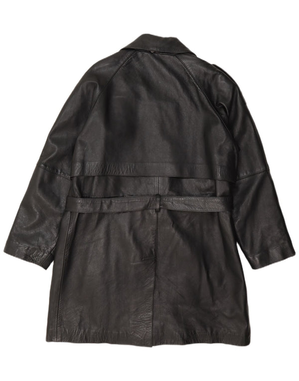 Cappotto militare doppiopetto vintage dalla vestibilità comoda da donna UK 14 Medio Nero