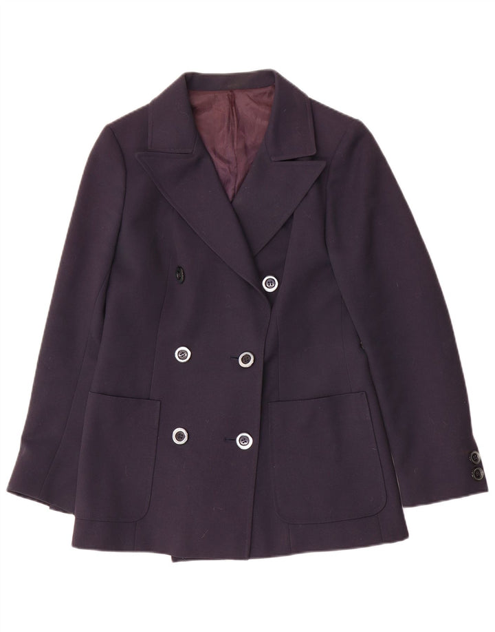 Giacca blazer doppiopetto vintage da donna IT 42 blu navy medio