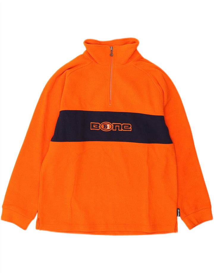 LOTTO Mens Training Zip Neck Fleece Jumper Medium Orange Colourblock Vintage Lotto and Second-Hand Lotto from Messina Hembry 
