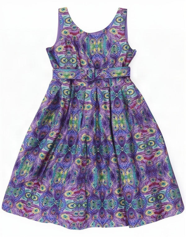 Abito a trapezio da donna vintage con motivo astratto UK 16 grande multicolore