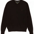Maglione maglione con scollo a V da uomo Tommy Hilfiger XL lana d'agnello marrone