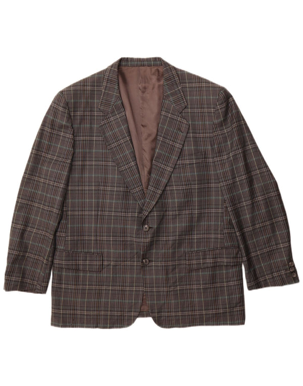 Gianluca Lorenzi Giacca Blazer da Uomo a 2 Bottoni IT 56 3XL Lana a quadri Grigia