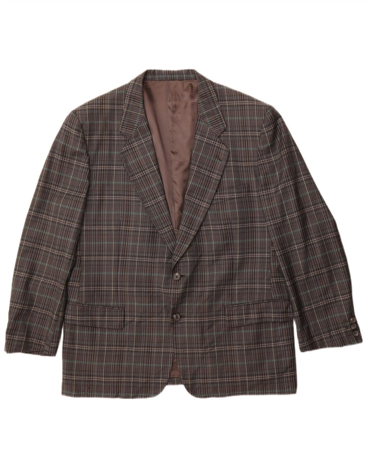 Gianluca Lorenzi Giacca Blazer da Uomo a 2 Bottoni IT 56 3XL Lana a quadri Grigia