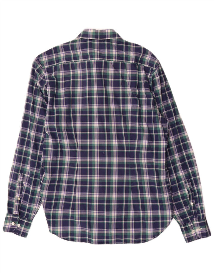 Camicia slim fit da uomo Henry Cottons taglia 39 cotone medio a quadri blu navy
