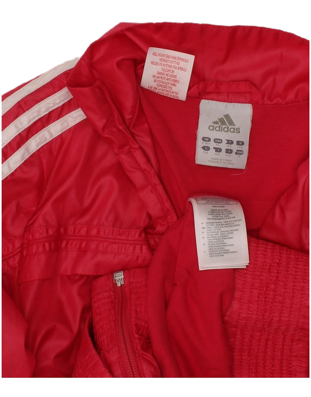 ADIDAS Giacca da tuta da bambina a tre strisce 9-10 anni in poliestere rosa