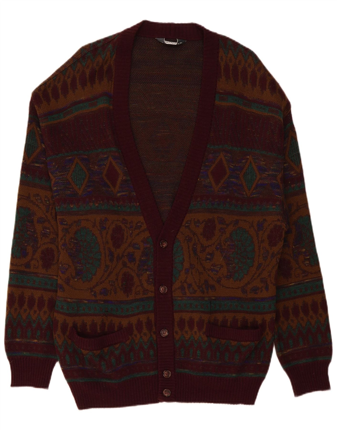 DALMINE Cardigan da uomo maglione grande in lana bordeaux