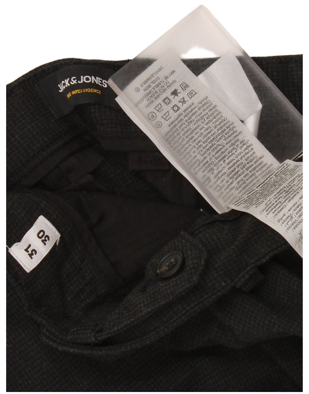 Pantaloni casual slim fit da uomo Jack & Jones W31 L30 grigio pied de poule moderno