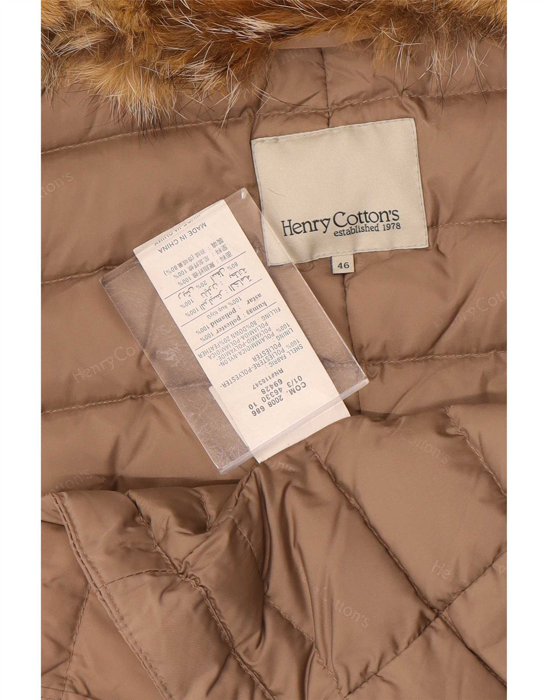 Giacca imbottita da donna Henry Cottons IT 46 Large Marrone Poliestere