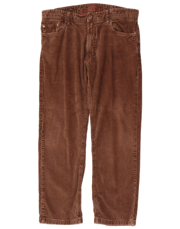 Pantaloni dritti in velluto a coste da uomo Zara EU 44 Large W34 L28 cotone marrone