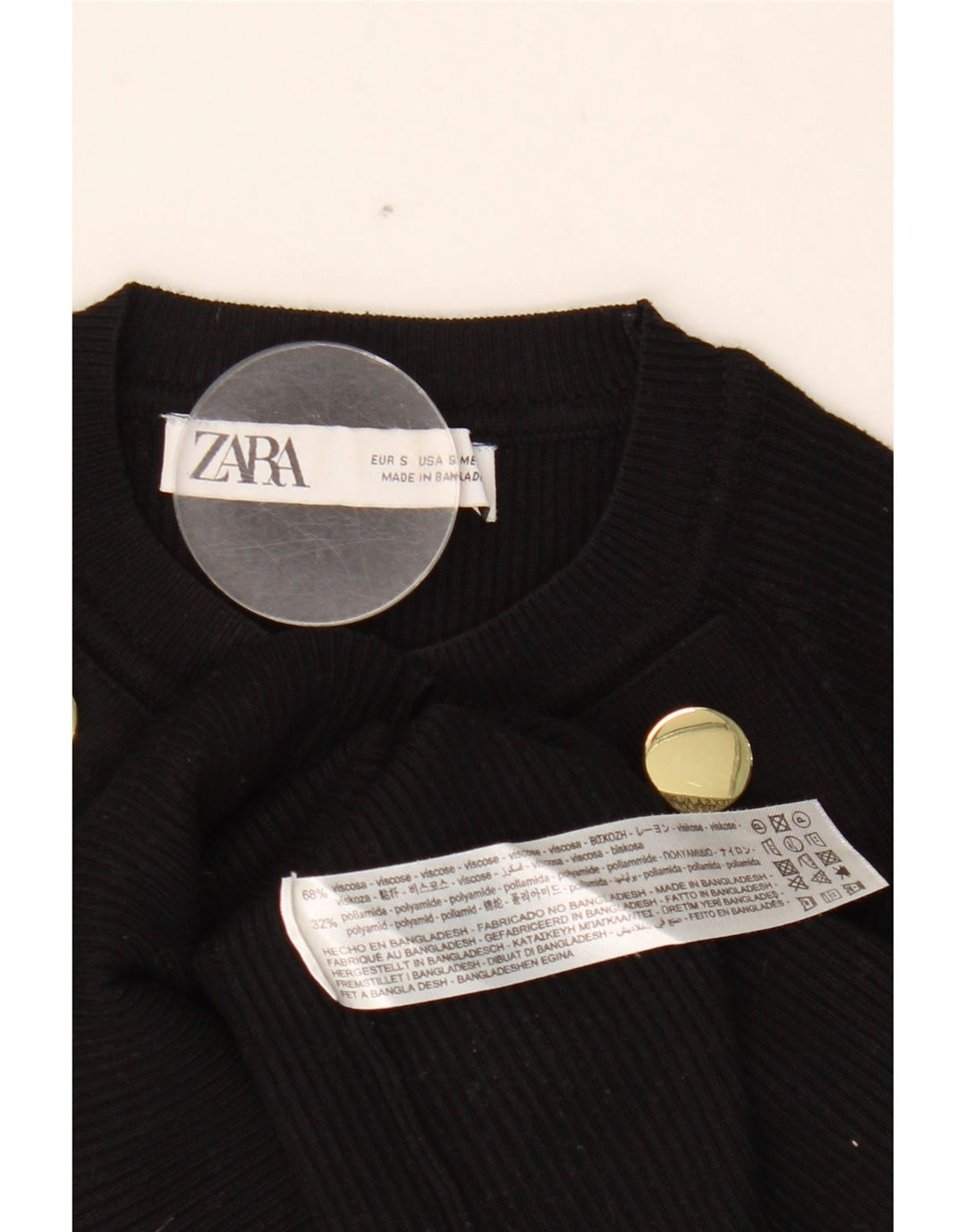 Top corto da donna Zara a maniche lunghe UK 8 piccolo in viscosa nera