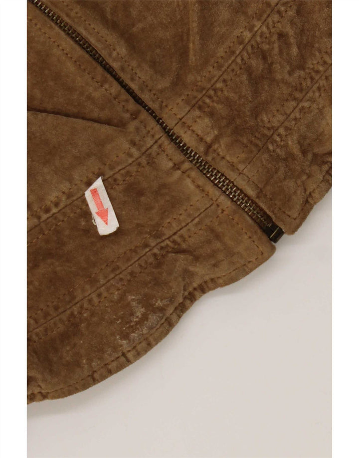 Giacca corta in pelle scamosciata da donna Zara UK 12 in pelle beige media