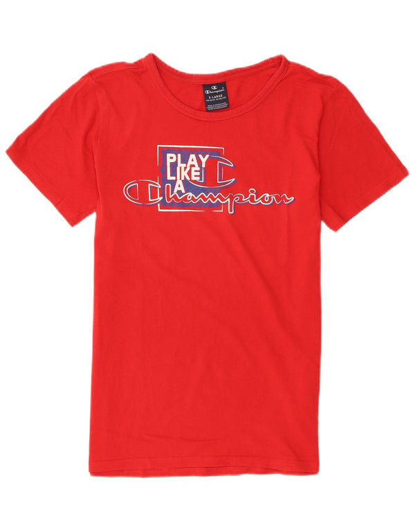 T-shirt grafica Champion da bambino 13-14 anni XL in cotone rosso