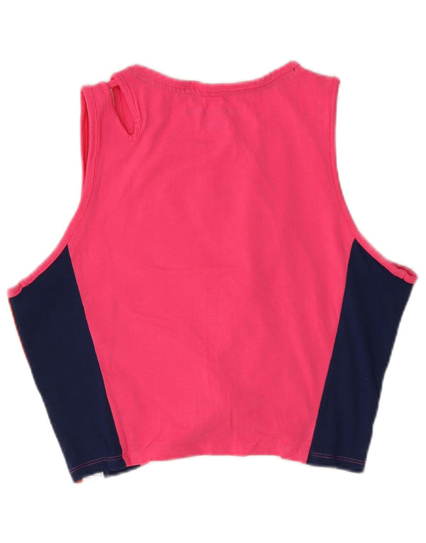 Canottiera grafica corta da donna Tommy Hilfiger UK 12 Colorblock rosa medio