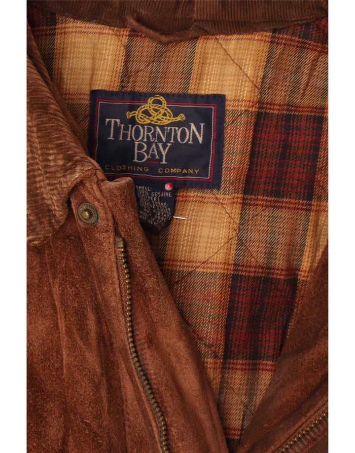 Giacca in pelle scamosciata da uomo Thornton Bay UK 44 2XL Pelle marrone