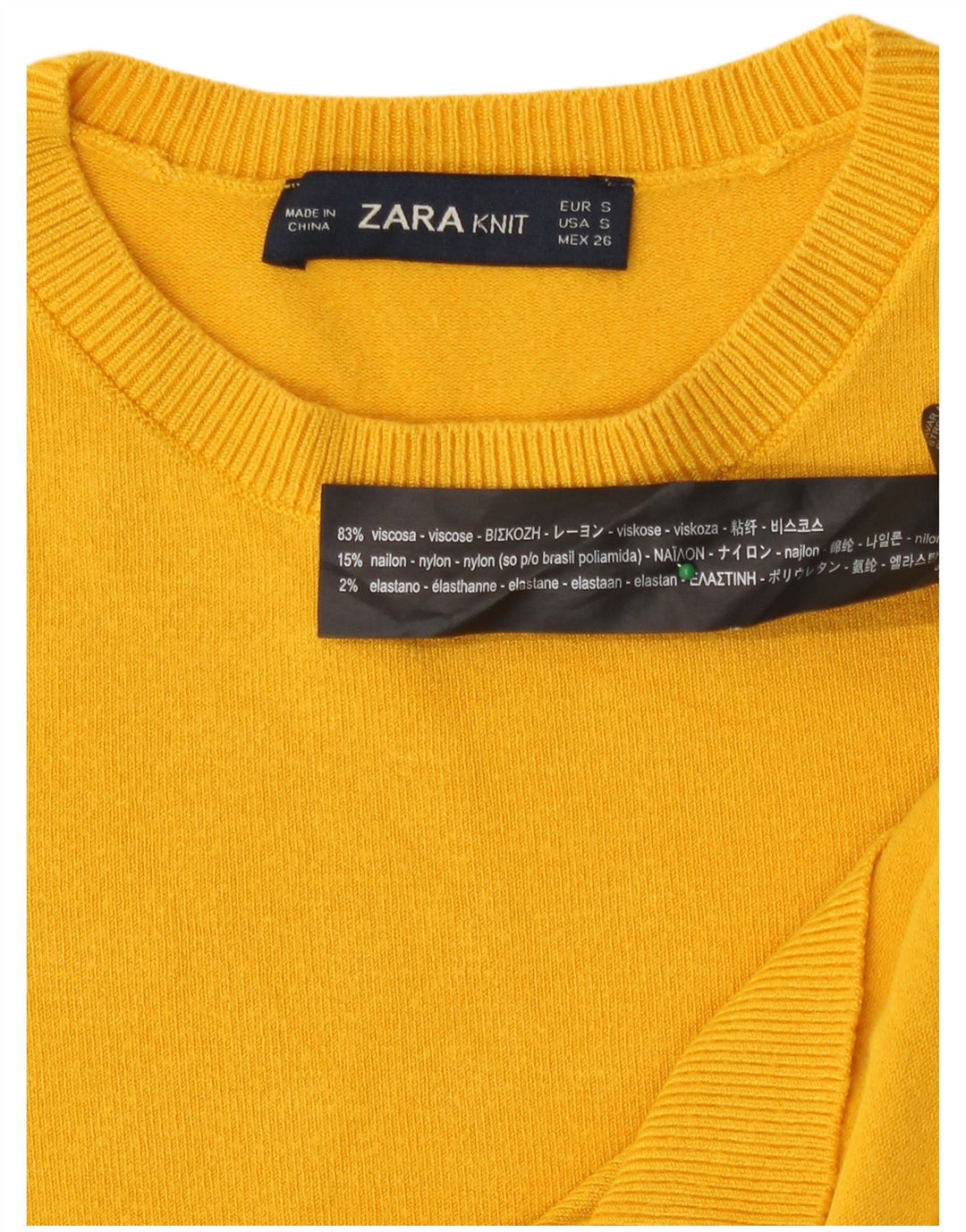 Maglione maglione girocollo da donna Zara UK 10 piccolo giallo