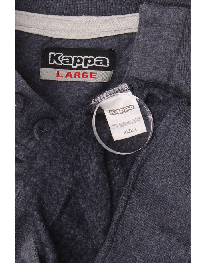 Felpa da uomo KAPPA con collo con zip grafica, maglione grande, cotone blu navy