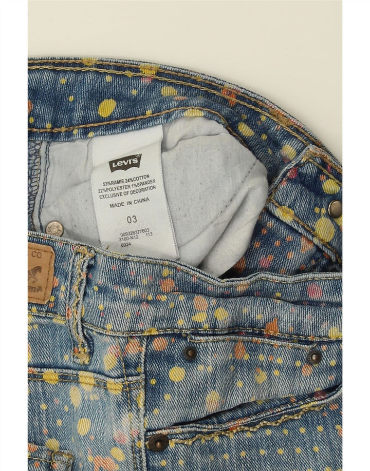 LEVI'S Womens Denim Bermuda Shorts US 3 Small W30 Blue Spotted Ramie Vintage Levi's and Second-Hand Levi's from Messina Hembry 