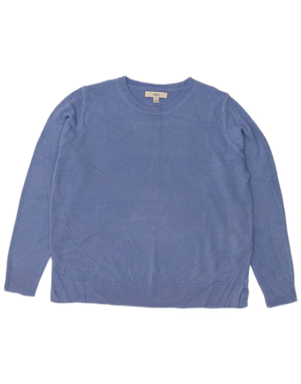 Maglione maglione con scollo a barca da donna Marks & Spencer UK 14 grande acrilico blu