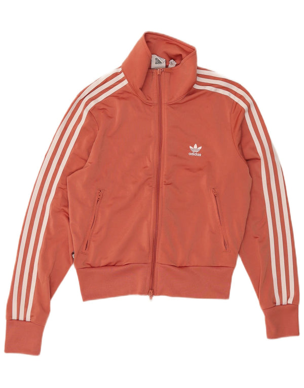 Giacca da ginnastica corta da donna Adidas UK 12 poliestere arancione medio
