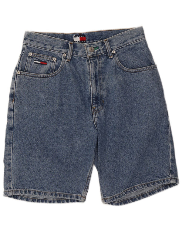 Pantaloncini di jeans a vita alta da donna Tommy Hilfiger W31 cotone blu medio