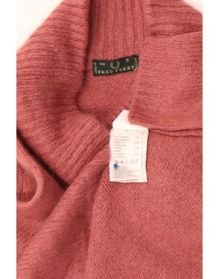 Maglione a collo alto corto da donna Fred Perry UK 10 piccolo rosa