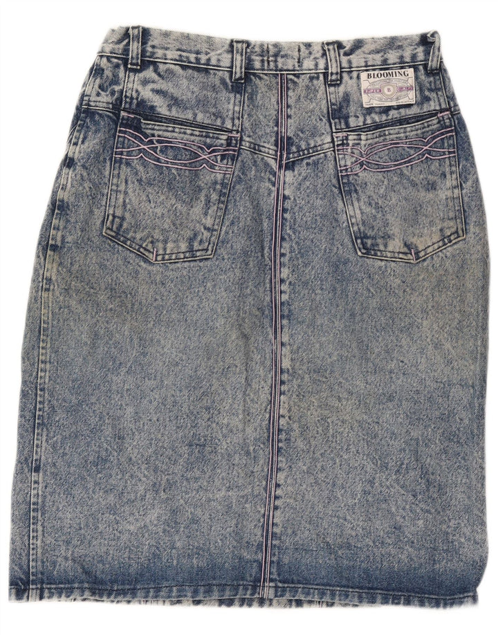 Gonna in denim lavaggio acido da donna Blooming W30 blu medio retrò