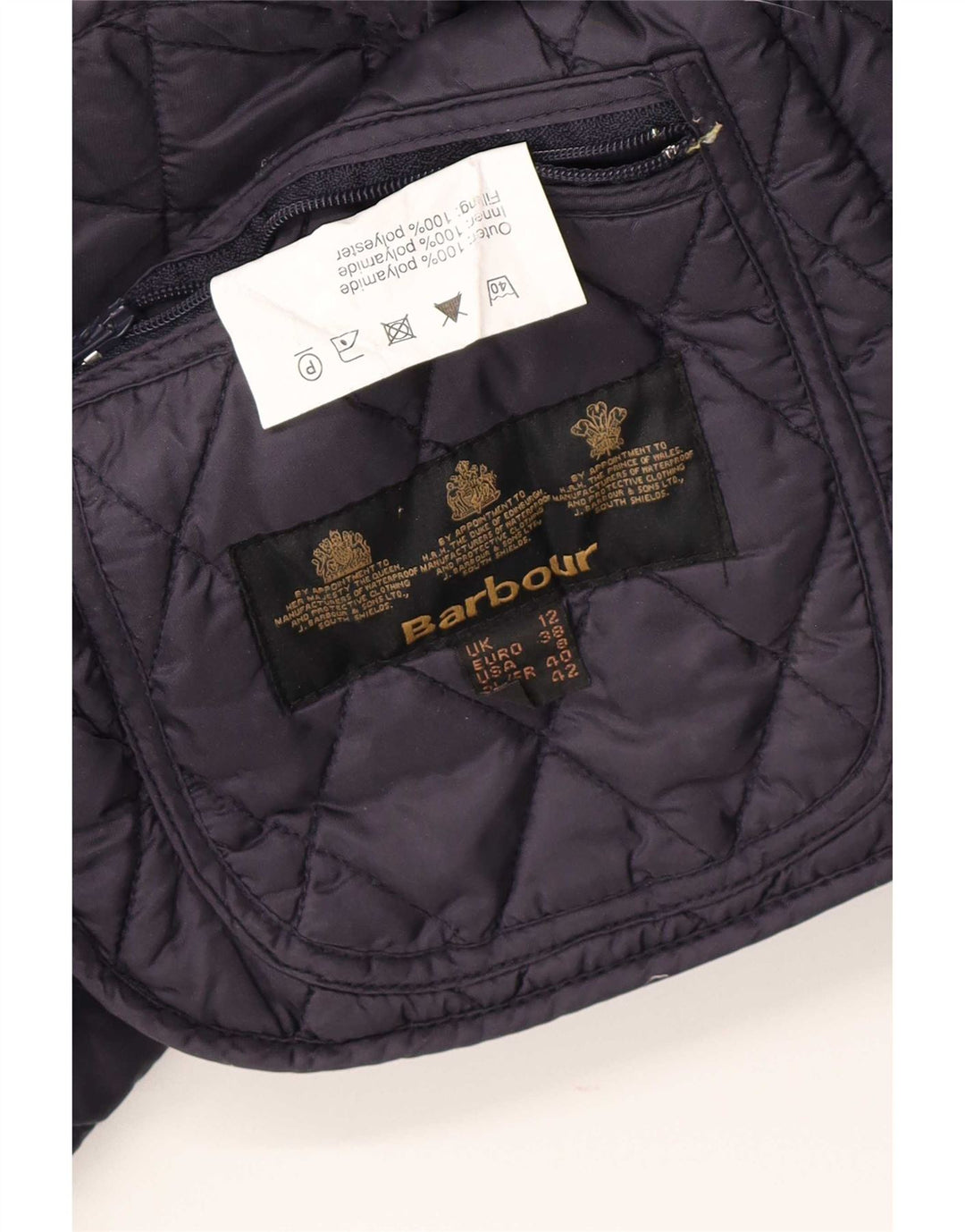 Giacca trapuntata da donna Barbour UK 12 poliestere medio blu navy