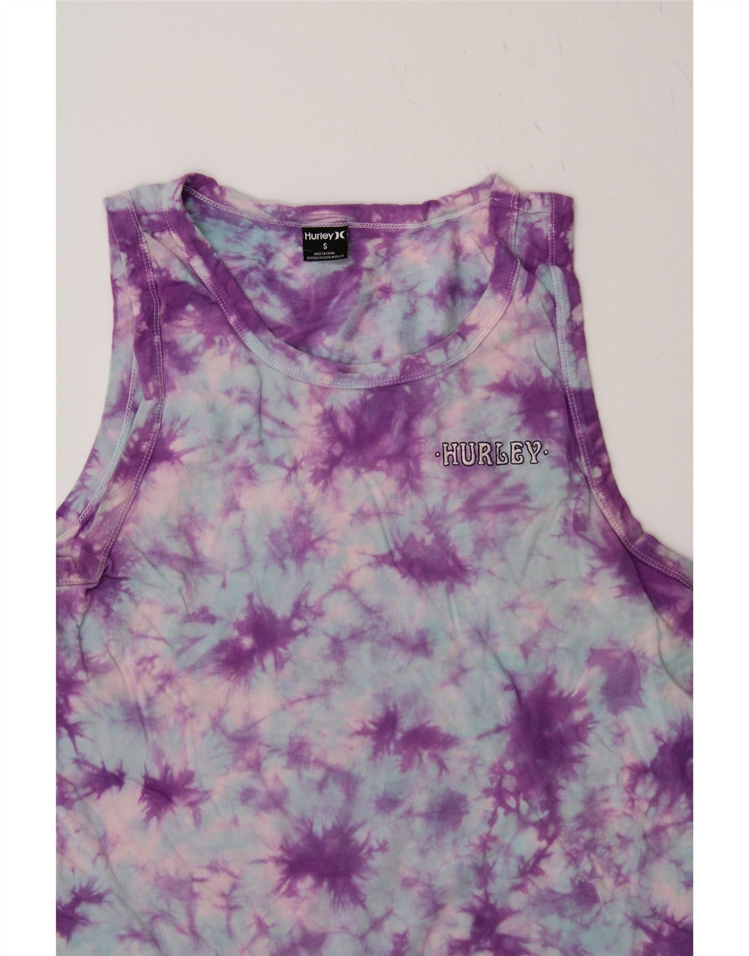 HURLEY Mens Vest Top Small Purple Tie Dye Cotton Vintage Hurley and Second-Hand Hurley from Messina Hembry 