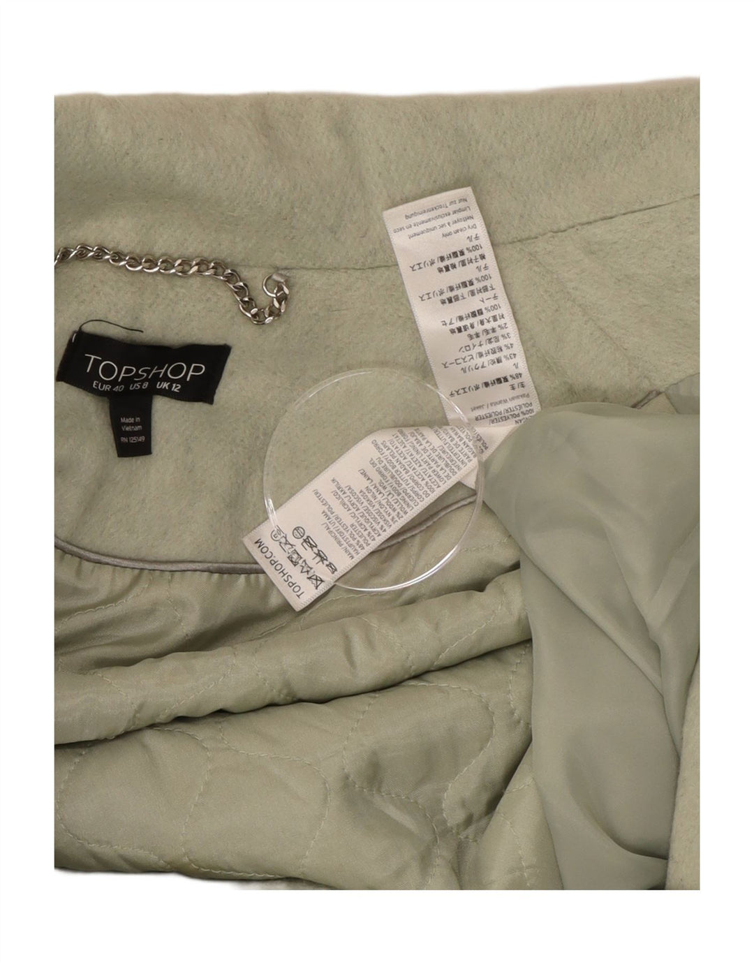 Topshop Cappotto da donna UK 12 Poliestere verde medio