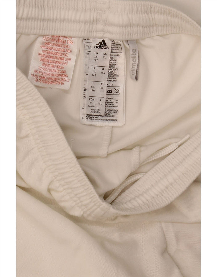 Pantaloncini sportivi Adidas Climalite da ragazzo 13-14 anni in poliestere bianco