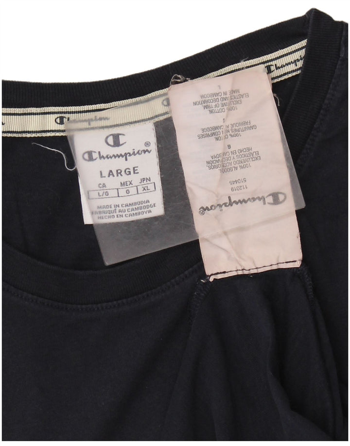 T-shirt grafica da donna Champion Top UK 14 Large in cotone blu navy