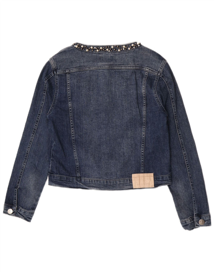 Giacca in denim vintage da donna corta UK 18 XL cotone blu