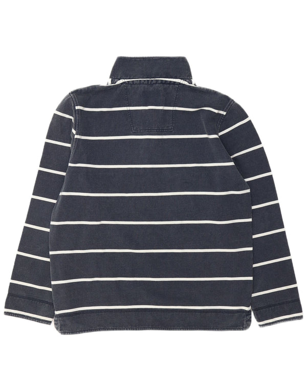 Crew Clothing Felpa da uomo con collo con zip, maglione grande a righe blu navy