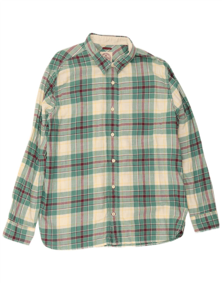 Camicia in flanella da uomo Fat Face XL in cotone a quadri verdi