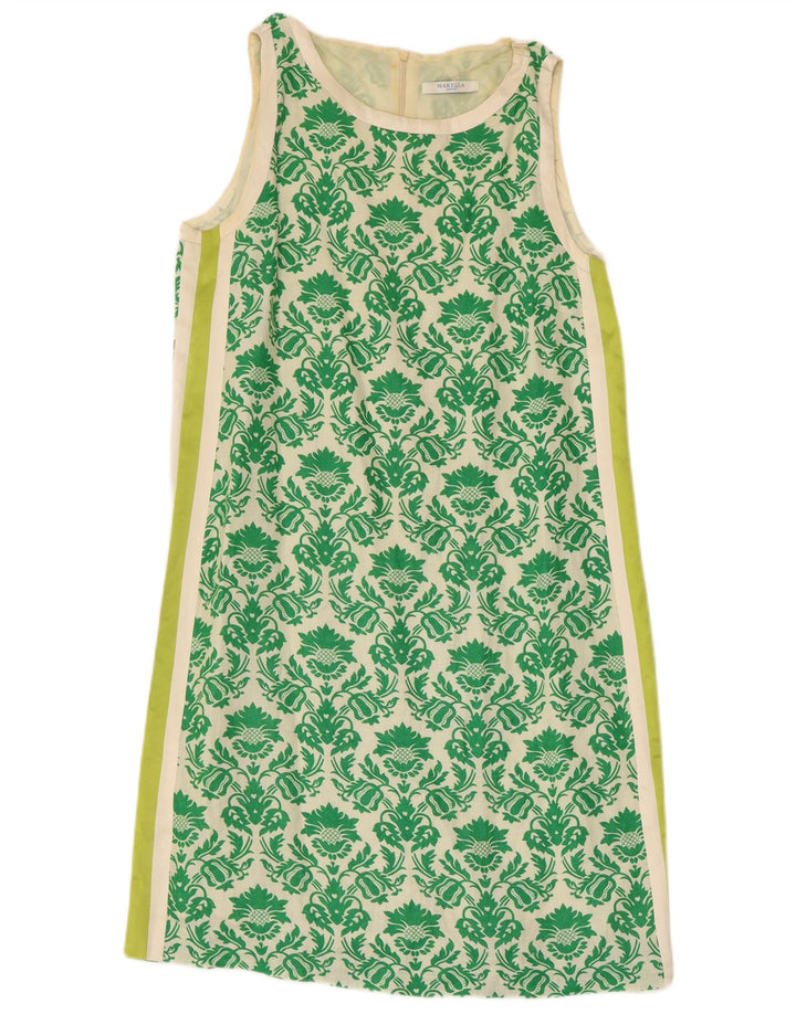 Abito a trapezio senza maniche da donna Marella UK 12 Verde medio floreale