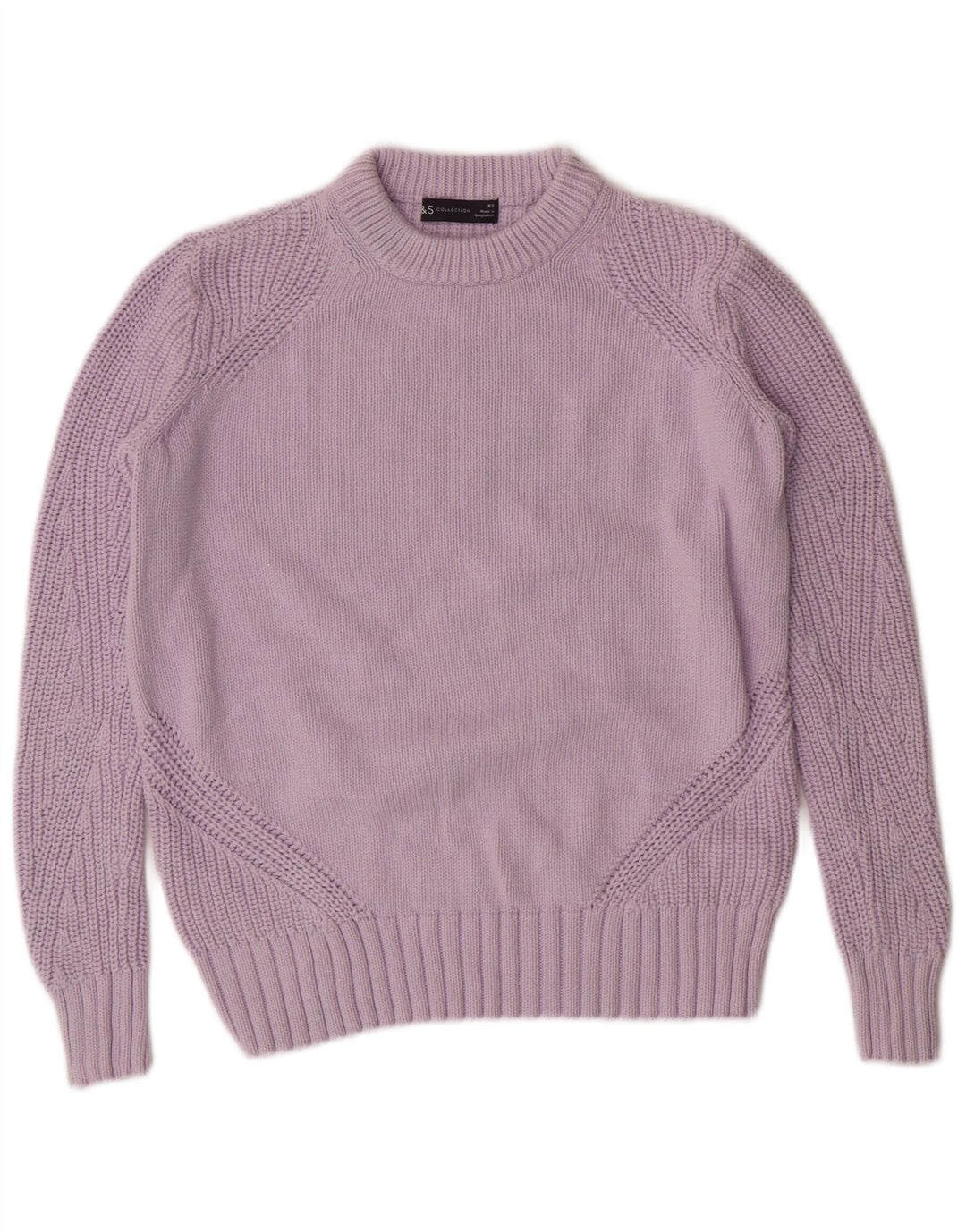 MARKS & SPENCER Maglione maglione girocollo da donna UK 6 XS Cotone viola
