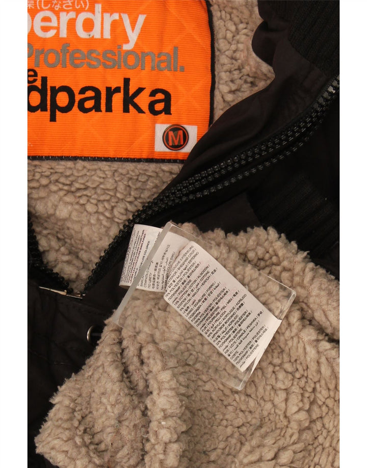Giacca Parka con cappuccio Windparka da donna Superdry UK 14 poliestere nero medio