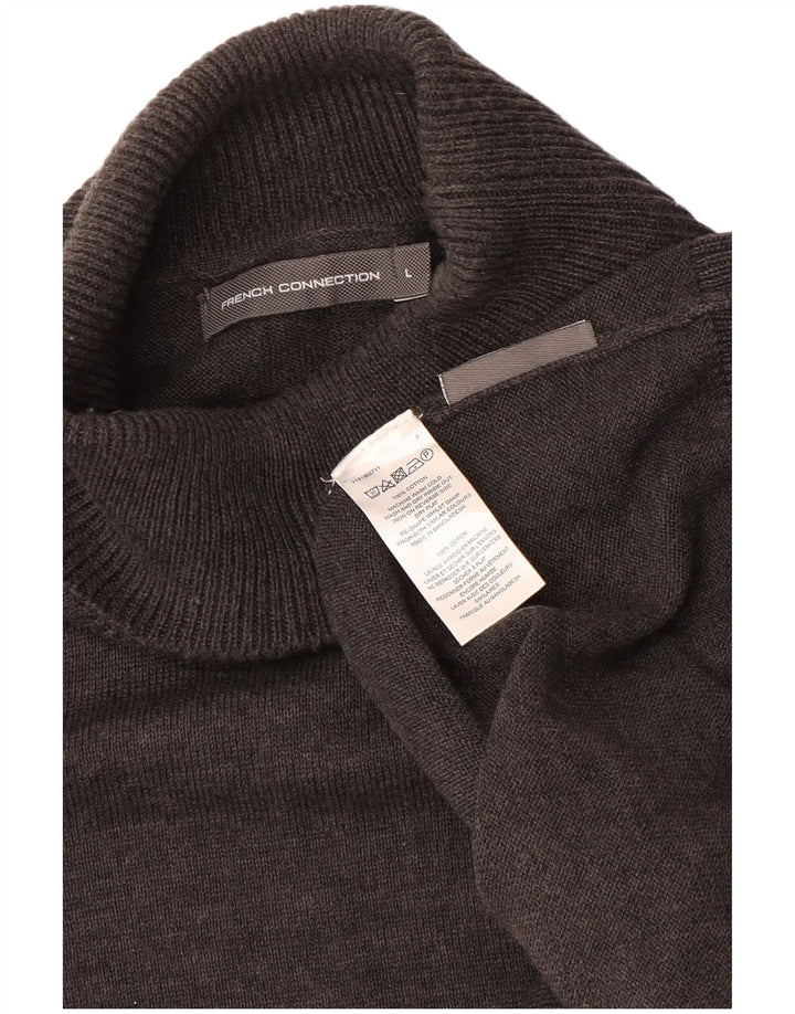 French Connection Maglione da uomo con collo alto e maglione grande in cotone marrone