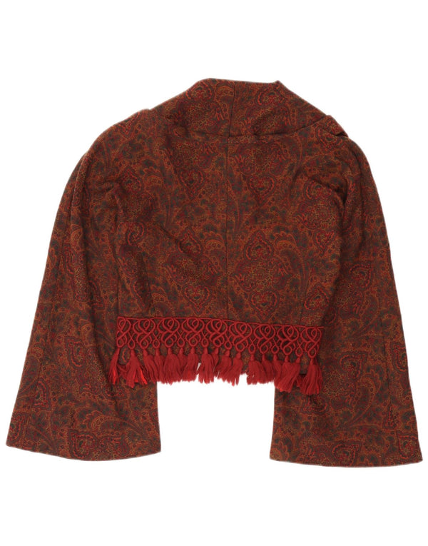 Giacca blazer vintage da donna a 3 bottoni corta IT 42 Paisley medio bordeaux