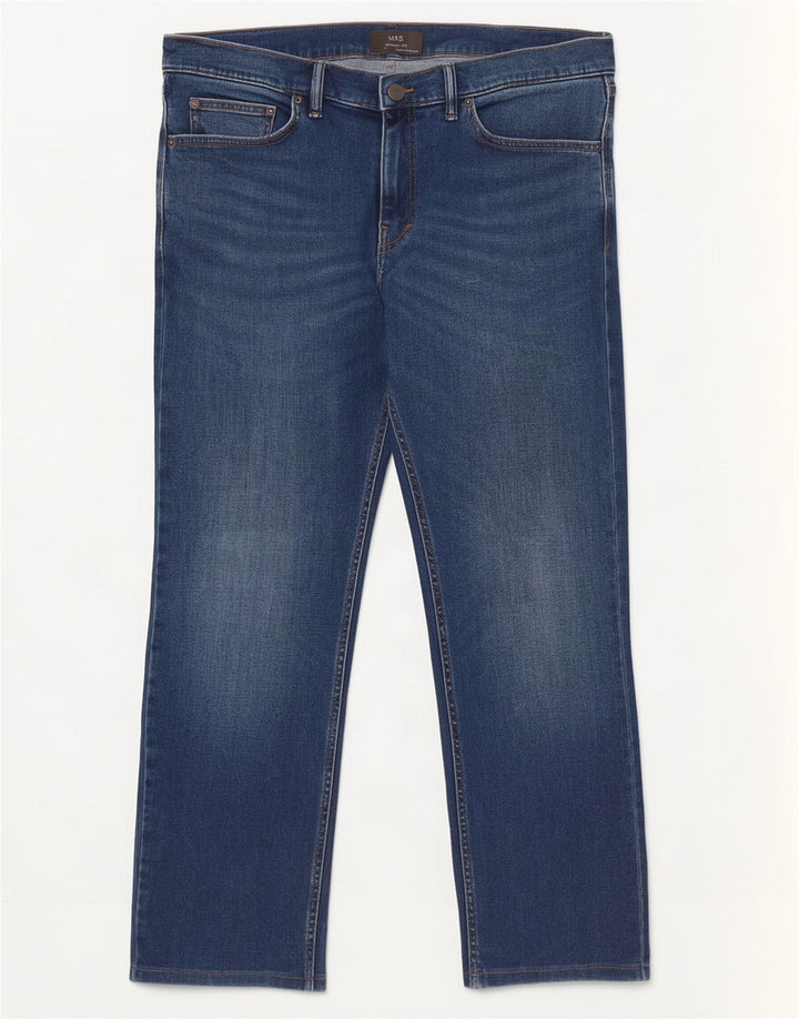 Jeans dritti da uomo Marks & Spencer W40 L27 cotone blu