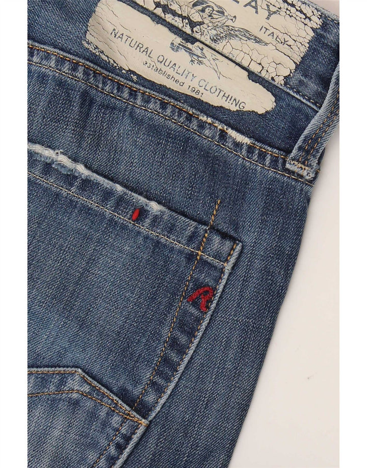 Replay Jeans Waitom Slim Distressed da Uomo W36 L30 Blu