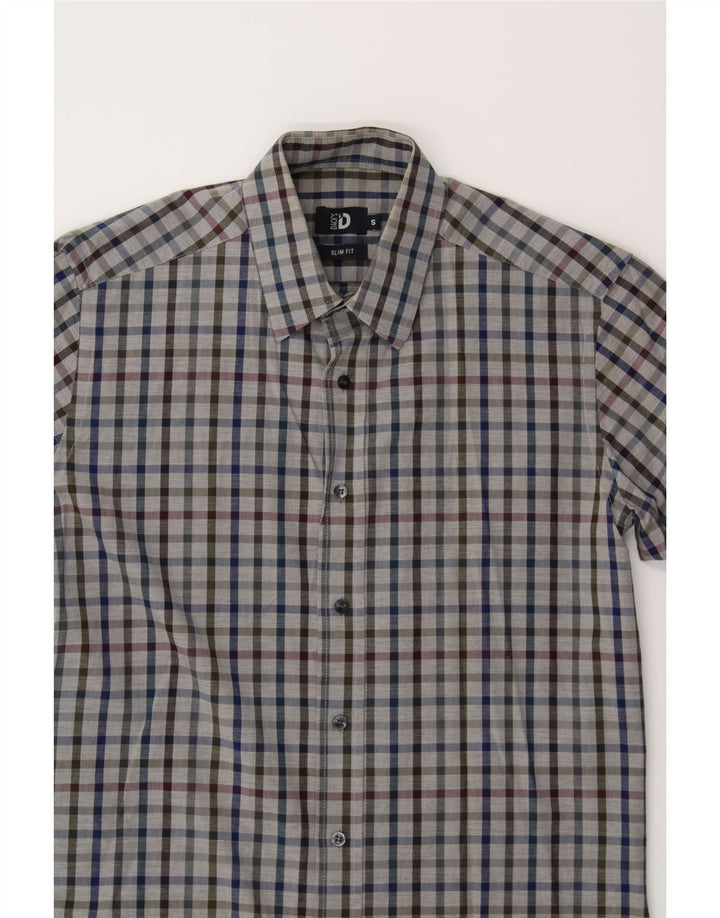 DACK'S Mens Slim Fit Shirt Small Grey Check Cotton Vintage Dack's and Second-Hand Dack's from Messina Hembry 