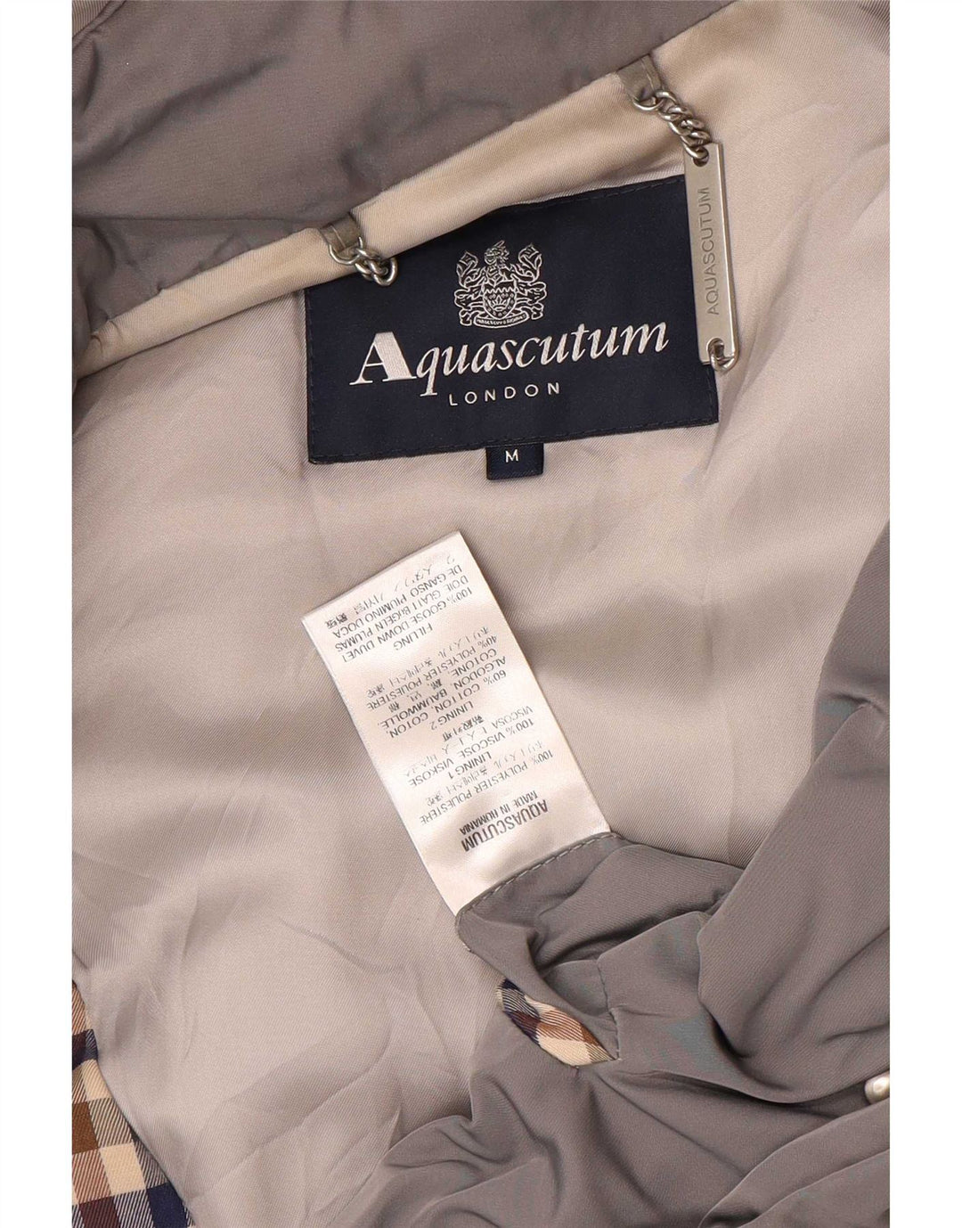 Cappotto imbottito con cappuccio da donna Aquascutum UK 14 Poliestere grigio medio