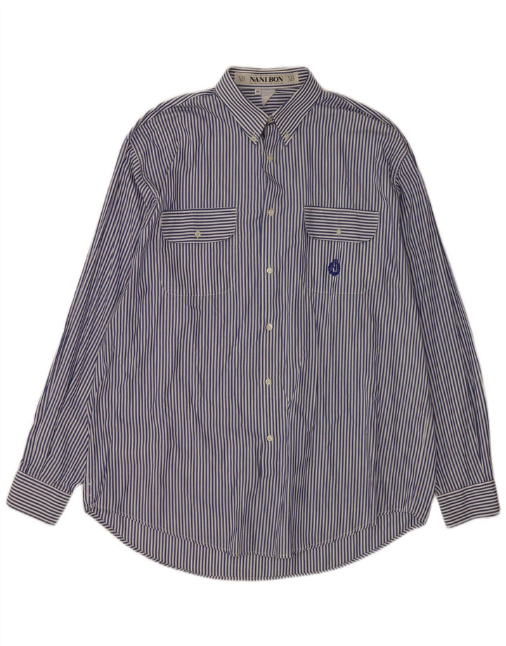 Camicia da uomo NANI BON taglia 42 grande gessato blu